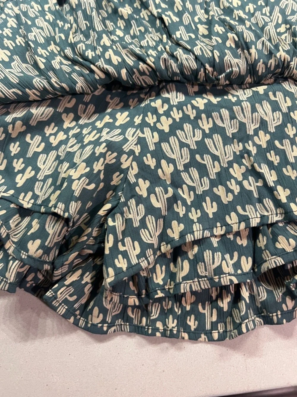 Angie Teal Cactus Print Ruffle Skort - Picture 4 of 5